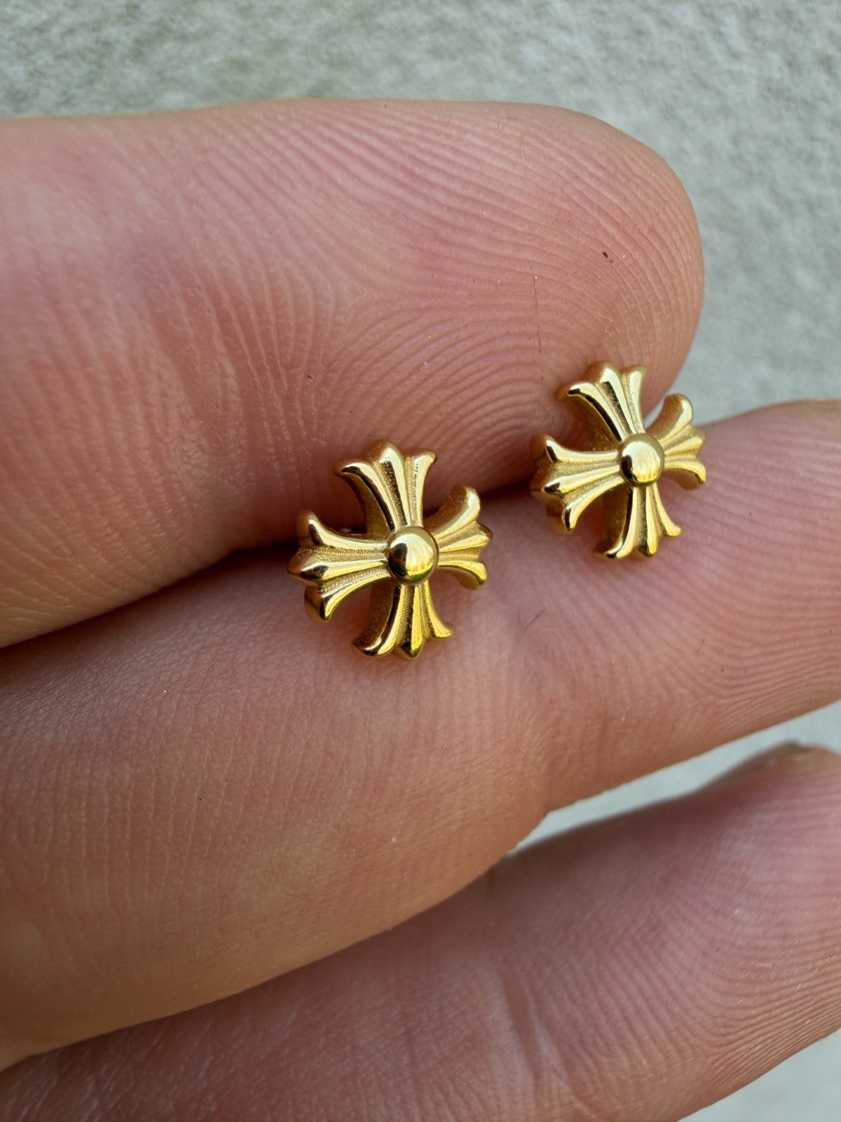 Hearts Of Chrome Cross Earrings - 14k Gold Vermeil 925 Silver - 8mm
