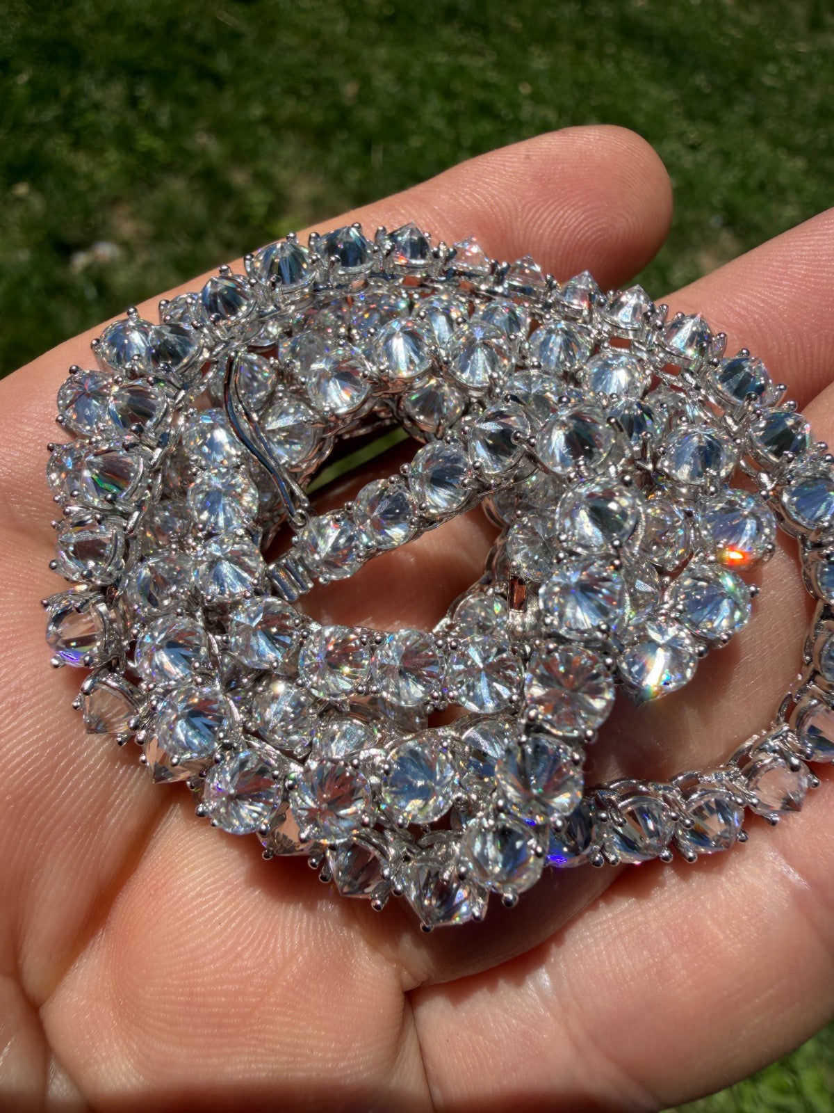 MOISSANITE Upside Down Reverse Set Tennis Chain Necklace Iced Out - 925 Silver - 5mm - 16"-30"