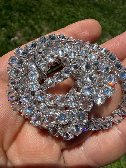 MOISSANITE Upside Down Reverse Set Tennis Chain Necklace Iced Out - 925 Silver - 5mm - 16"-30"
