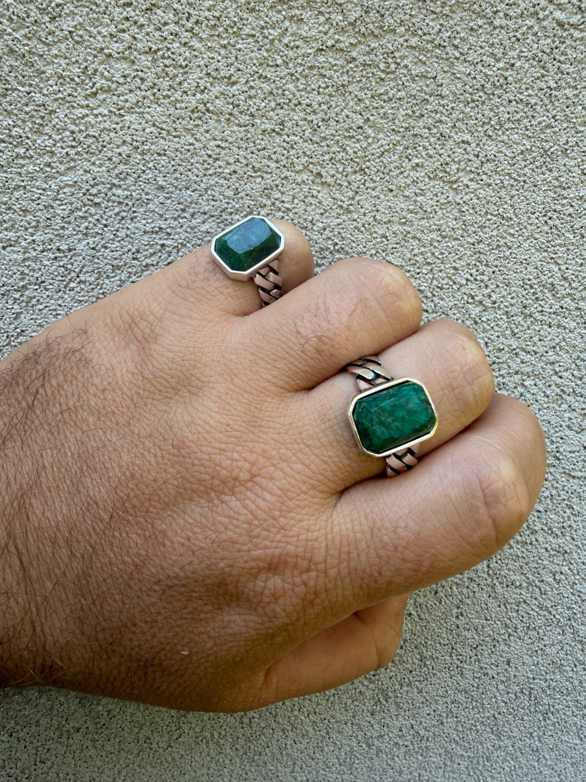 Havana Cuban Ring - 925 Silver - Genuine Green Emerald Stone