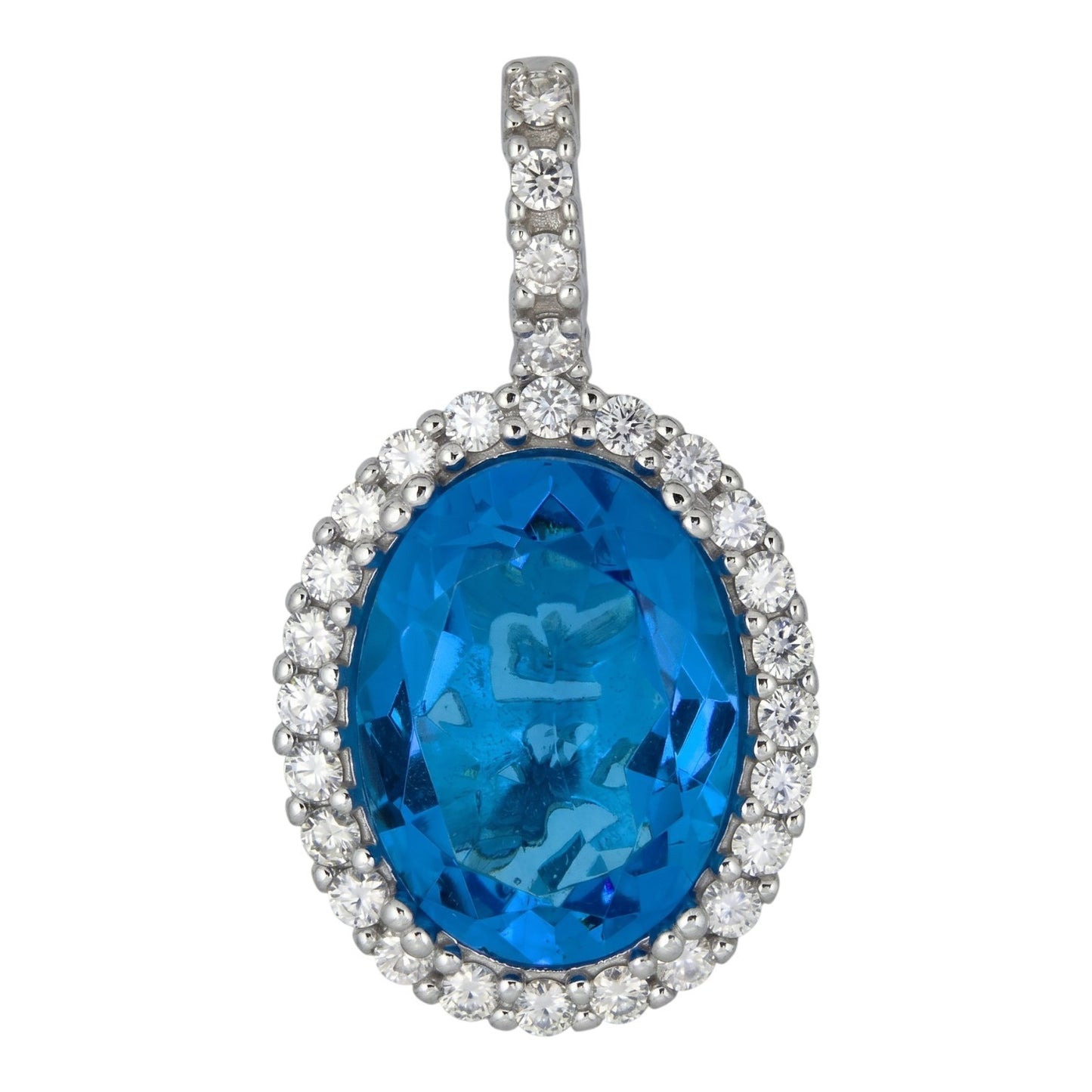 MOISSANITE Royalty Ocean Freeze Pendant - 925 Silver - Oval Lab Aquamarine Stone