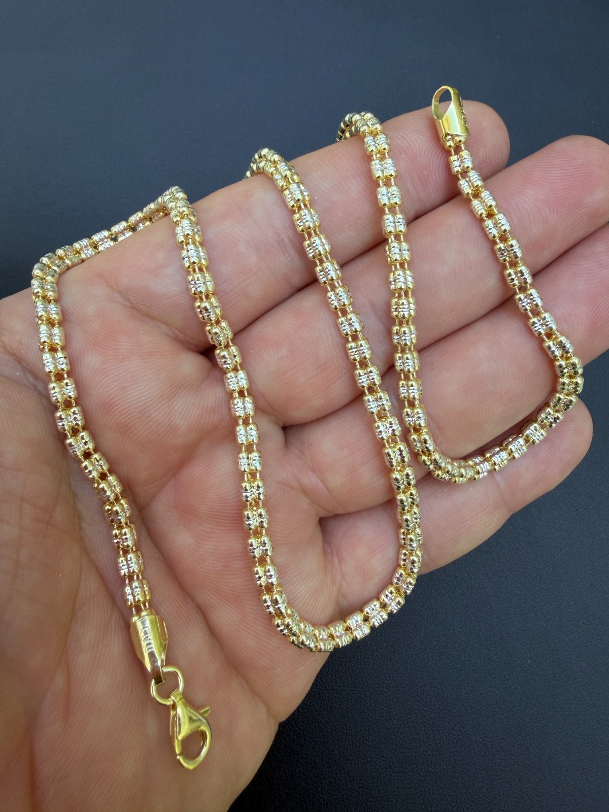 Ice Link Chain Necklace - 14k Gold Vermeil 925 Sterling Silver - 16"-30" - 4mm-5mm