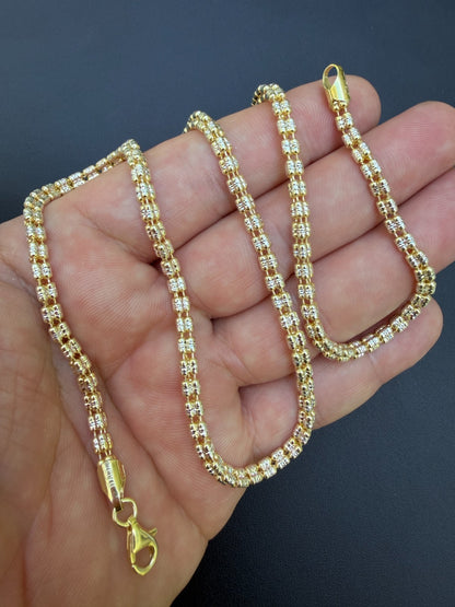 Ice Link Chain Necklace - 14k Gold Vermeil 925 Sterling Silver - 16"-30" - 4mm-5mm