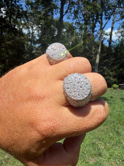 MOISSANITE Moses Upside Down Mosaic Set Iced Out Ring - 925 Silver