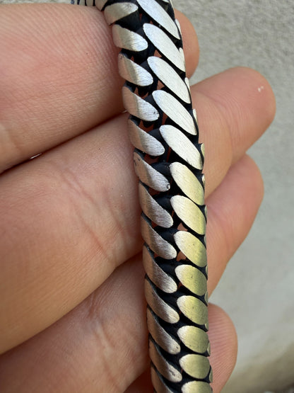 Custom 3 Link Miami Cuban Python Bracelet - Oxidized 925 Sterling Silver - 7"-9" - 12mm