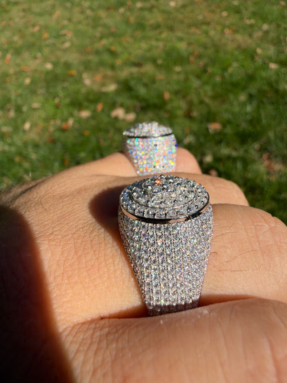 MOISSANITE Upside Down Reverse Set Cluster Iced Out Pinky Ring - 925 Silver