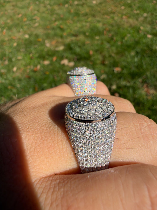 MOISSANITE Upside Down Reverse Set Cluster Iced Out Pinky Ring - 925 Silver