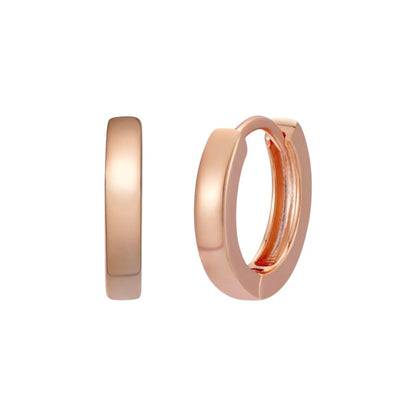 Plain Small Huggie Hoop Earrings - 14k Rose Gold Vermeil 925 Silver - 12.5mm