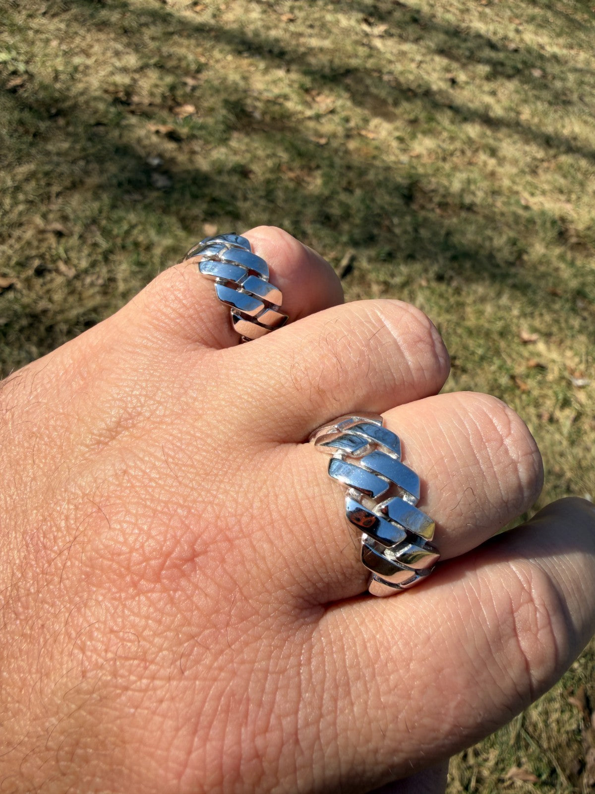 Classic 11.5mm Prong Miami Cuban Eternity Band Ring - 925 Silver - Plain