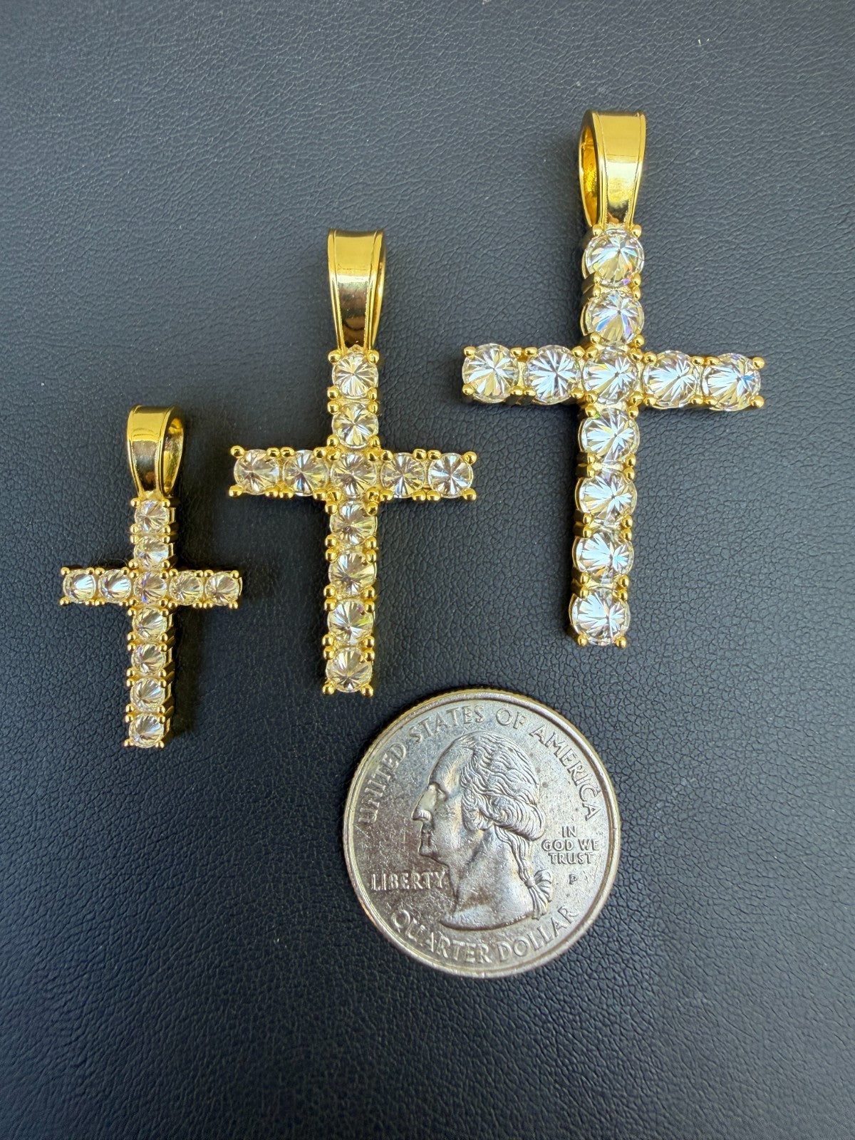 14k Gold Over 925 Silver Cross Iced Pendant Upside Down Set Reverse MOISSANITE