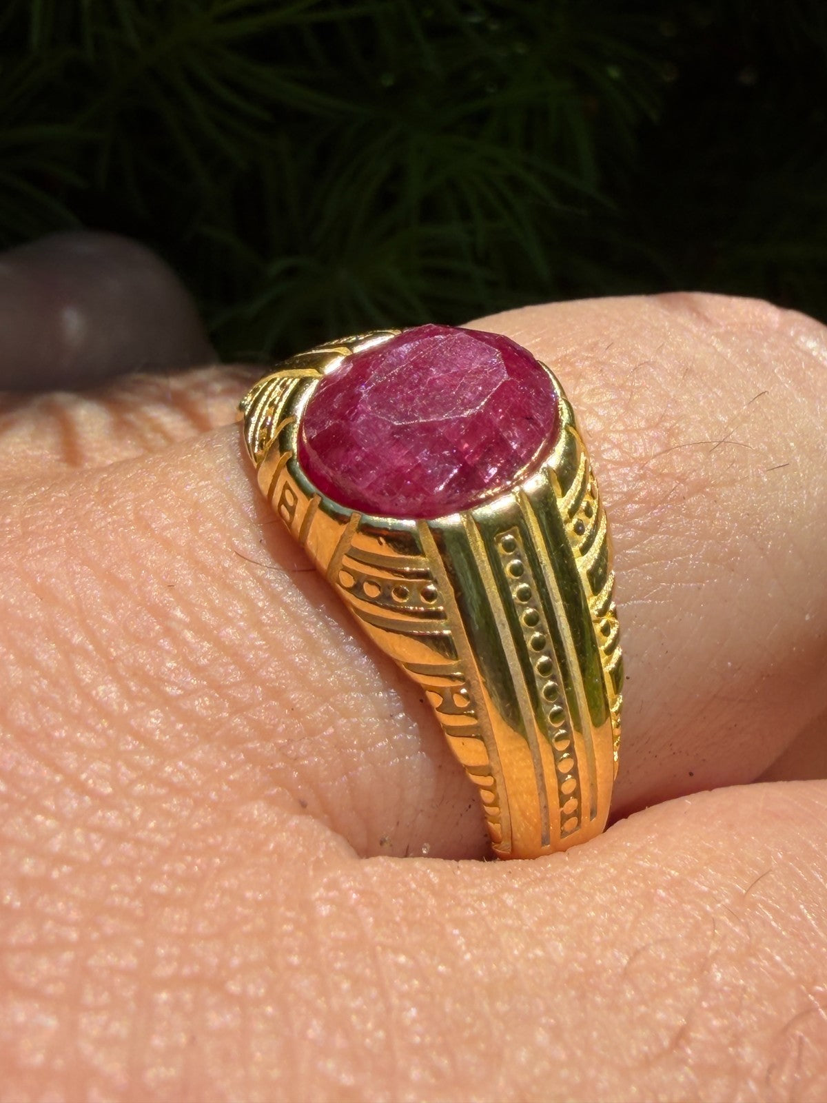 Royal Dynasty Ring - 14k Gold Vermeil 925 Silver - Genuine Red Ruby Stone