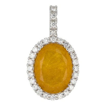 MOISSANITE Royalty Honey Pendant - 925 Silver - Oval Genuine Yellow Sapphire Stone