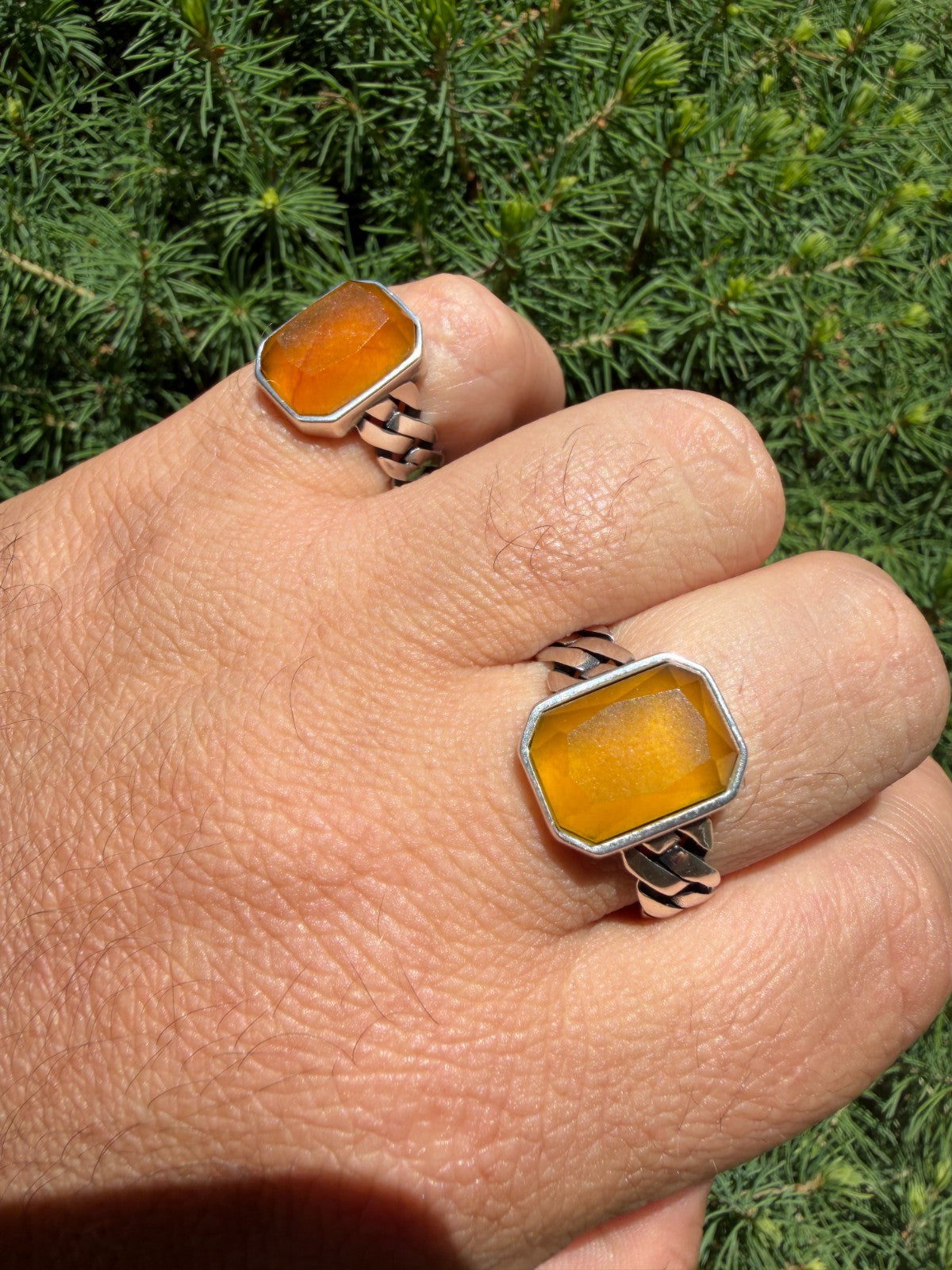 Havana Cuban Ring - 925 Silver - Genuine Yellow Sapphire Stone