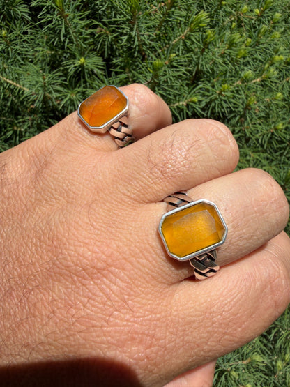 Havana Cuban Ring - 925 Silver - Genuine Yellow Sapphire Stone