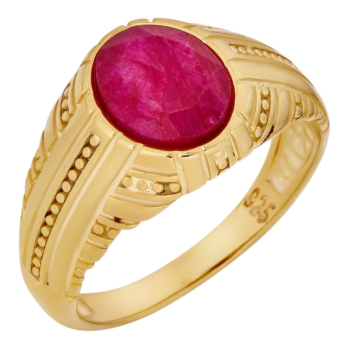Royal Dynasty Ring - 14k Gold Vermeil 925 Silver - Genuine Red Ruby Stone