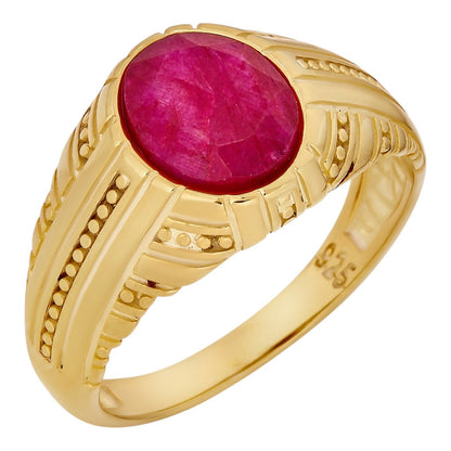 Royal Dynasty Ring - 14k Gold Vermeil 925 Silver - Genuine Red Ruby Stone