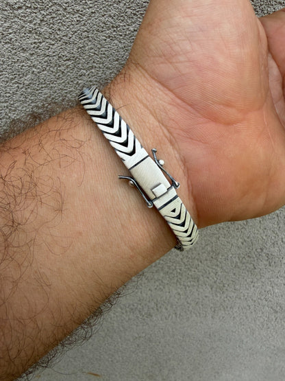 Custom 3 Link Miami Cuban Python Bracelet - Oxidized 925 Sterling Silver - 8.5" - 12mm