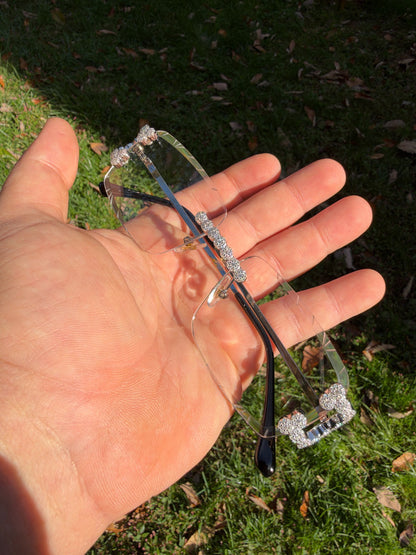 MOISSANITE Cluster Custom Iced Out Sunglasses - 925 Silver Buffs - Clear