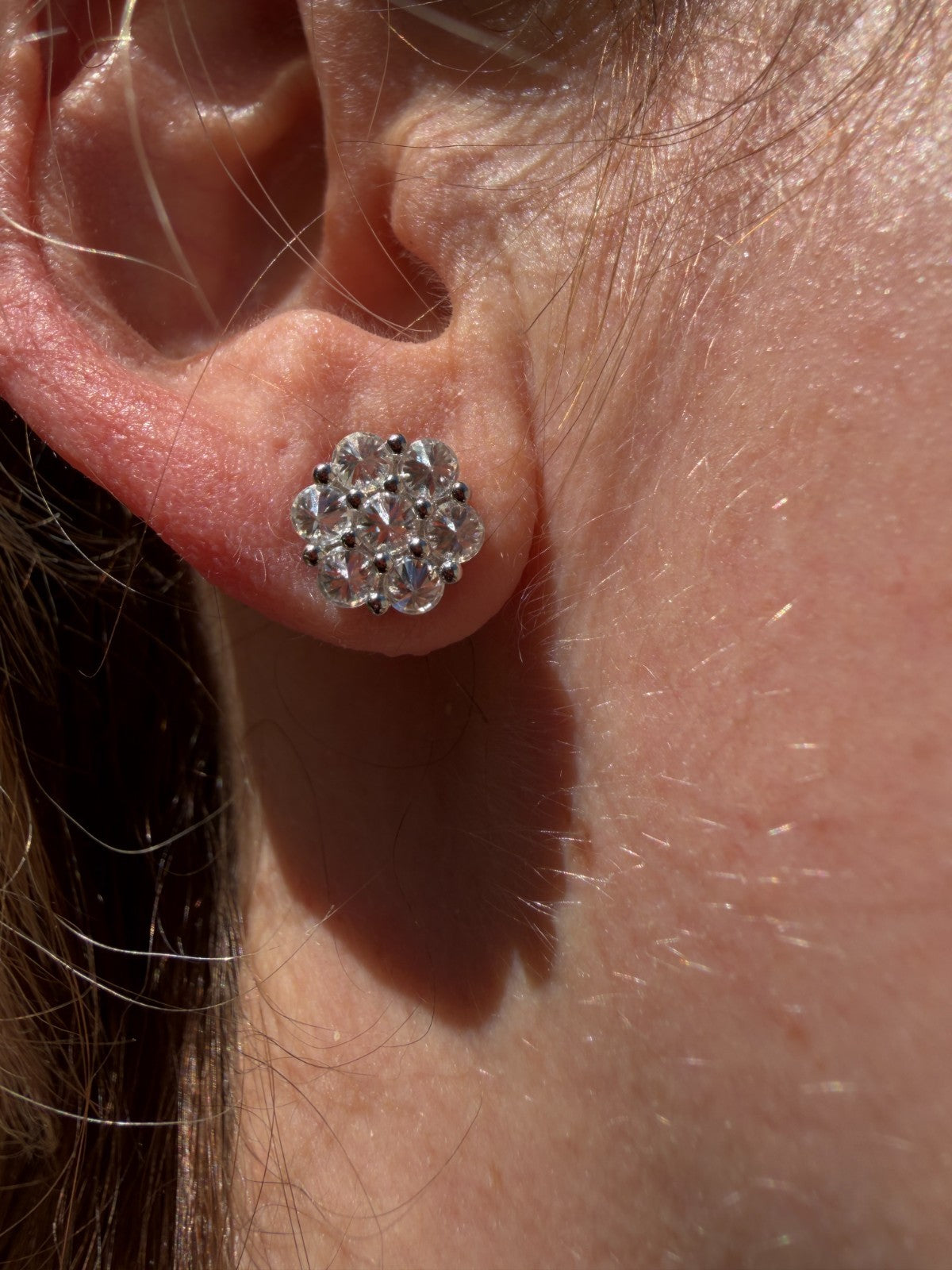 MOISSANITE Upside Down Reverse Set Cluster Iced Out Honeycomb Set Earrings - 925 Silver - 6mm -11mmm