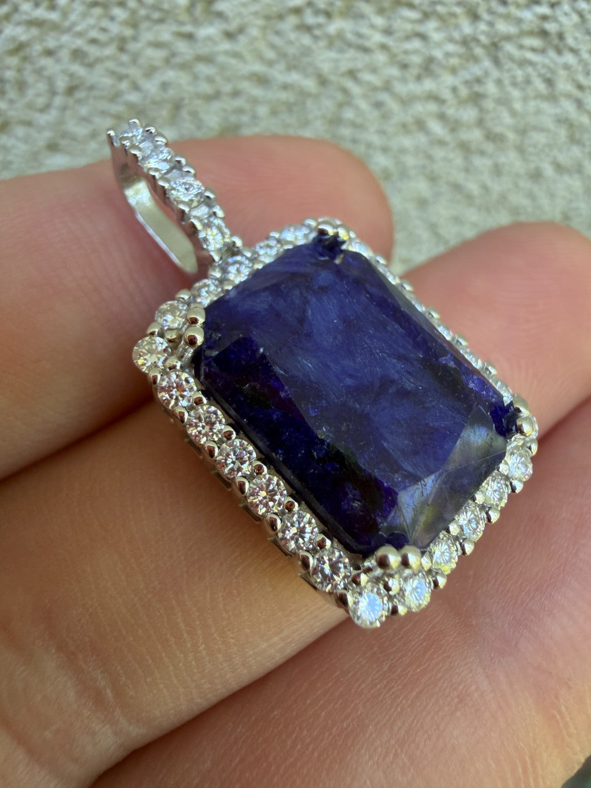 MOISSANITE Royalty Midnight Ocean Pendant - 925 Silver - Genuine Blue Sapphire Stone