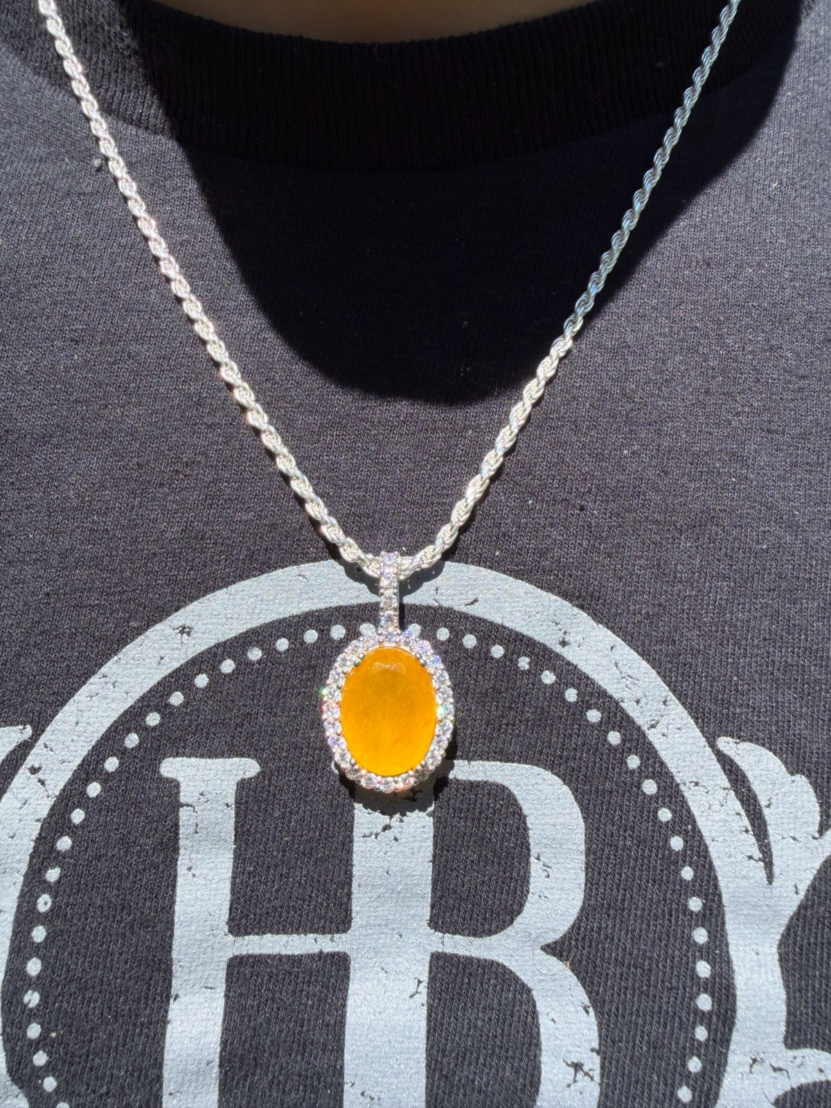 MOISSANITE Royalty Honey Pendant - 925 Silver - Oval Genuine Yellow Sapphire Stone