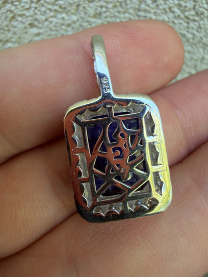 MOISSANITE Royalty Midnight Ocean Pendant - 925 Silver - Genuine Blue Sapphire Stone