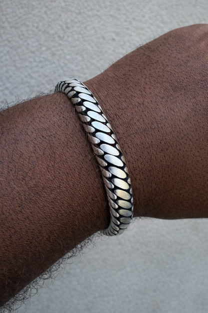 Custom 3 Link Miami Cuban Python Bracelet - Oxidized 925 Sterling Silver - 7"-9" - 12mm
