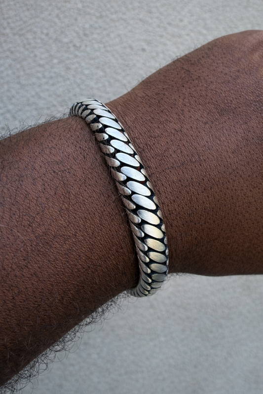 Custom 3 Link Miami Cuban Python Bracelet - Oxidized 925 Sterling Silver - 7"-9" - 12mm