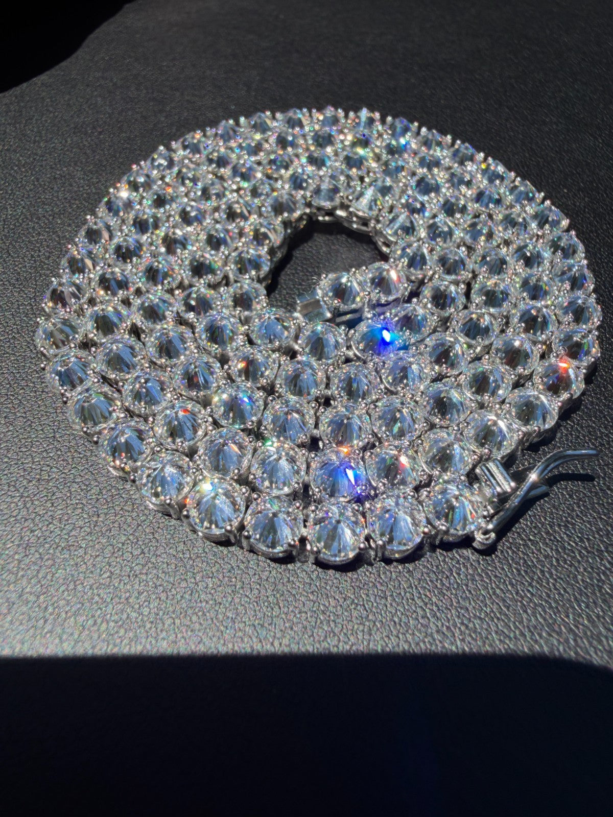 MOISSANITE Upside Down Reverse Set Tennis Chain Necklace Iced Out - 925 Silver - 5mm - 16"-30"