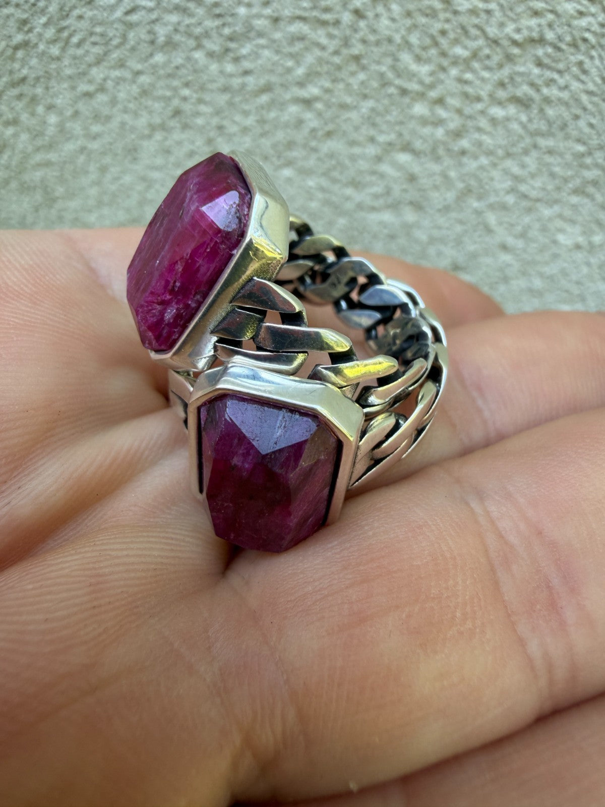 Havana Cuban Ring - 925 Silver - Genuine Red Ruby Stone