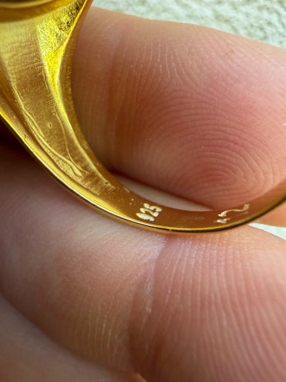 Columbian King Ring - 14k Gold Vermeil 925 Silver - Genuine Red Ruby Stone