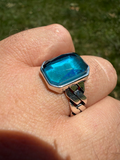 Havana Cuban Ring - 925 Silver - Lab Aquamarine Stone