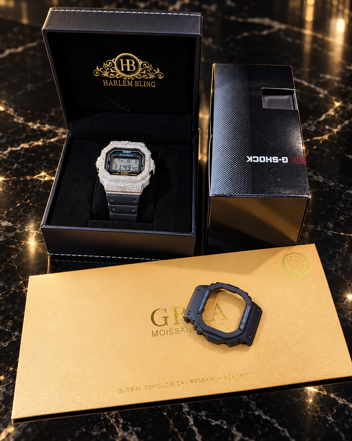 MOISSANITE Real 925 Silver Iced Casio G Shock DW-5600UE Cross Hip Hop Watch
