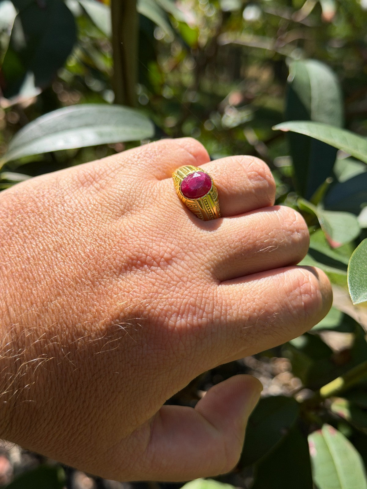 Royal Dynasty Ring - 14k Gold Vermeil 925 Silver - Genuine Red Ruby Stone