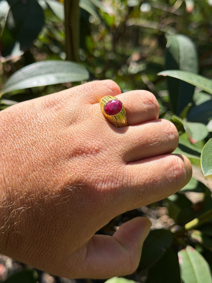 Royal Dynasty Ring - 14k Gold Vermeil 925 Silver - Genuine Red Ruby Stone
