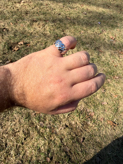 Classic 11.5mm Prong Miami Cuban Eternity Band Ring - 925 Silver - Plain