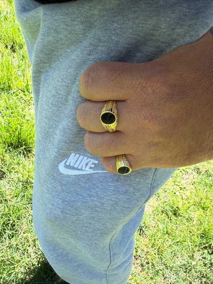 Navajo Tribe Ring - 14k Gold Vermeil 925 Silver - Genuine Black Onyx Stone