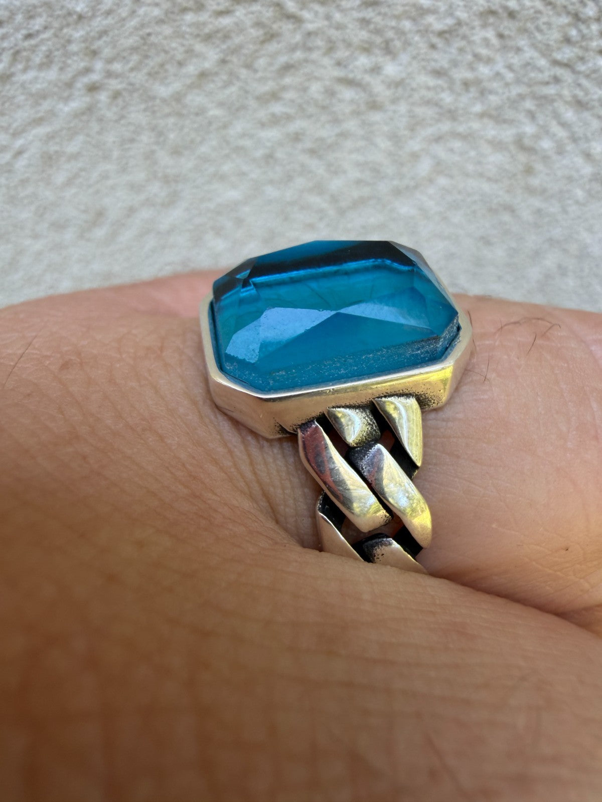 Havana Cuban Ring - 925 Silver - Lab Aquamarine Stone