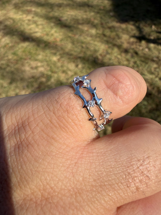 MOISSANITE Crown Of Thorns Eternity Band Ring - 925 Silver