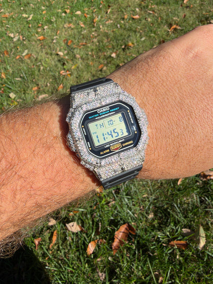 MOISSANITE Real 925 Silver Iced Casio G Shock DW-5600UE Cross Hip Hop Watch