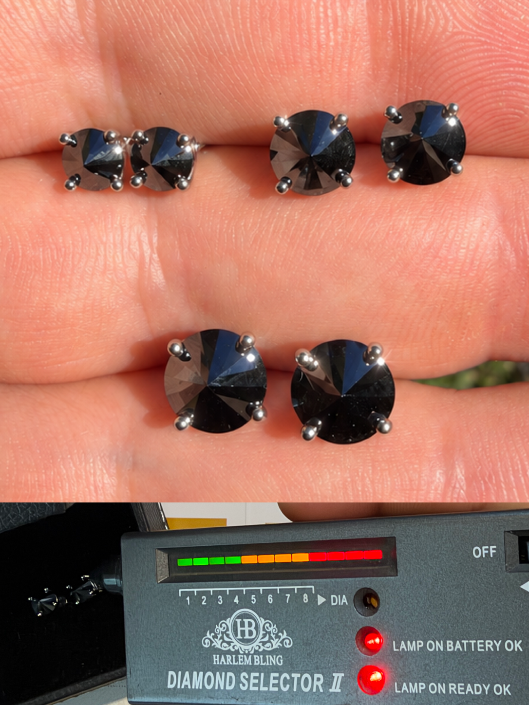 Black MOISSANITE Upside Down Reverse Set Stud Earrings - 925 Silver - 5mm-8mm - 1-4ct