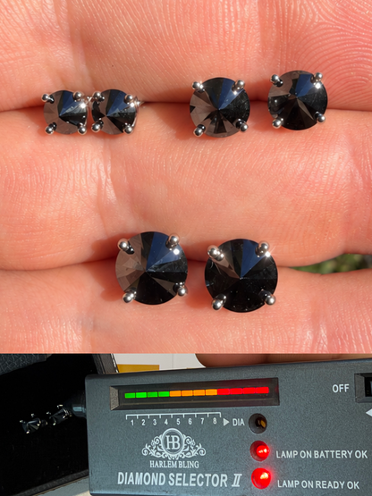 Black MOISSANITE Upside Down Reverse Set Stud Earrings - 925 Silver - 5mm-8mm - 1-4ct