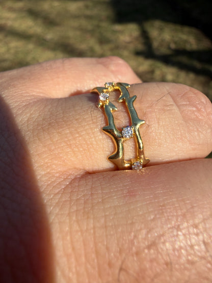 MOISSANITE Crown Of Thorns Eternity Band Ring - 14k Gold Vermeil 925 Silver