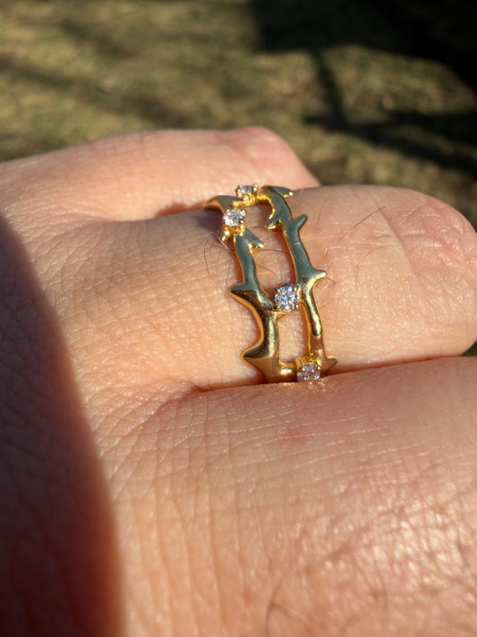 MOISSANITE Crown Of Thorns Eternity Band Ring - 14k Gold Vermeil 925 Silver