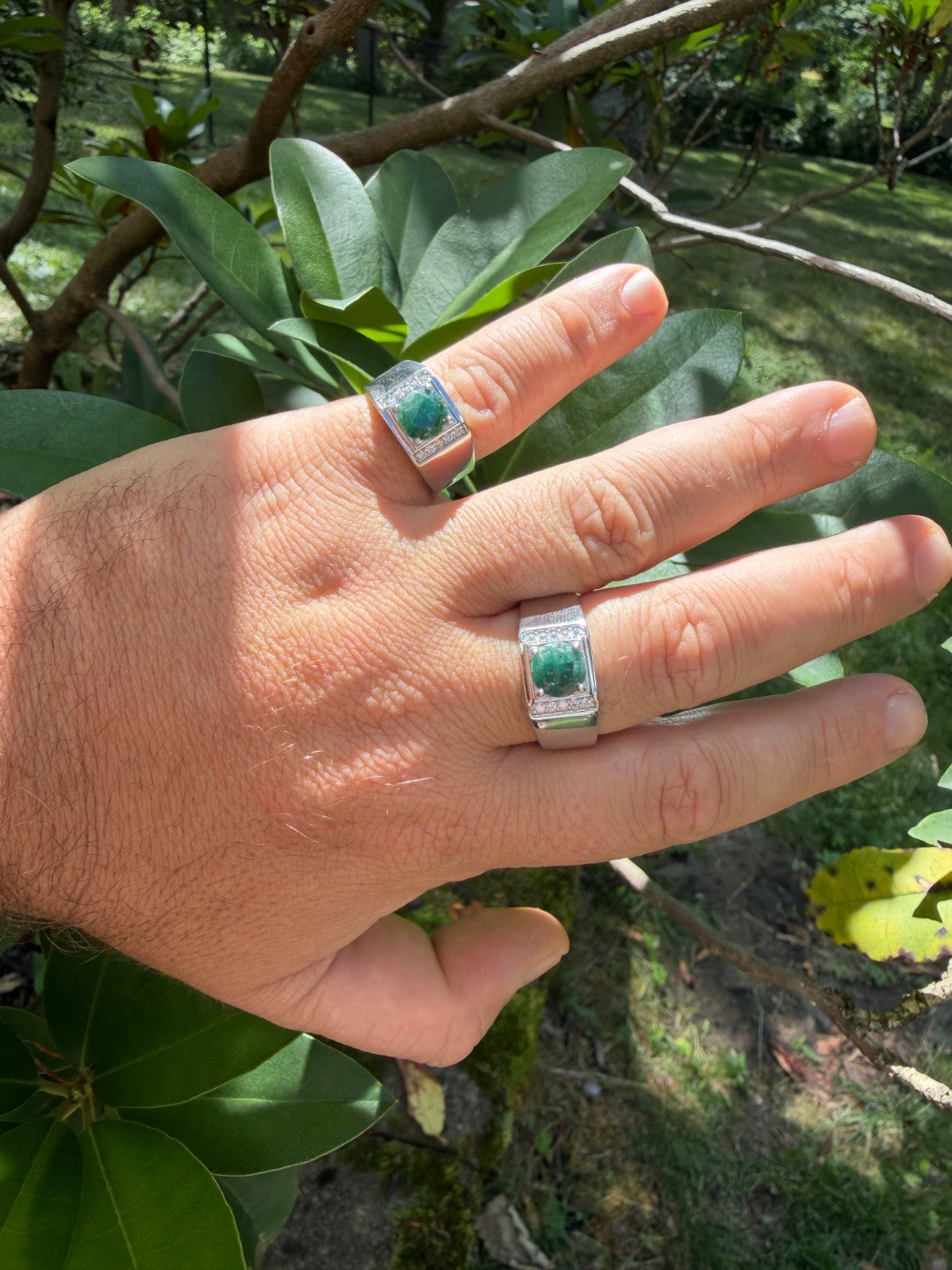 MOISSANITE Monarch Ring - 925 Silver - Genuine Green Emerald Stone