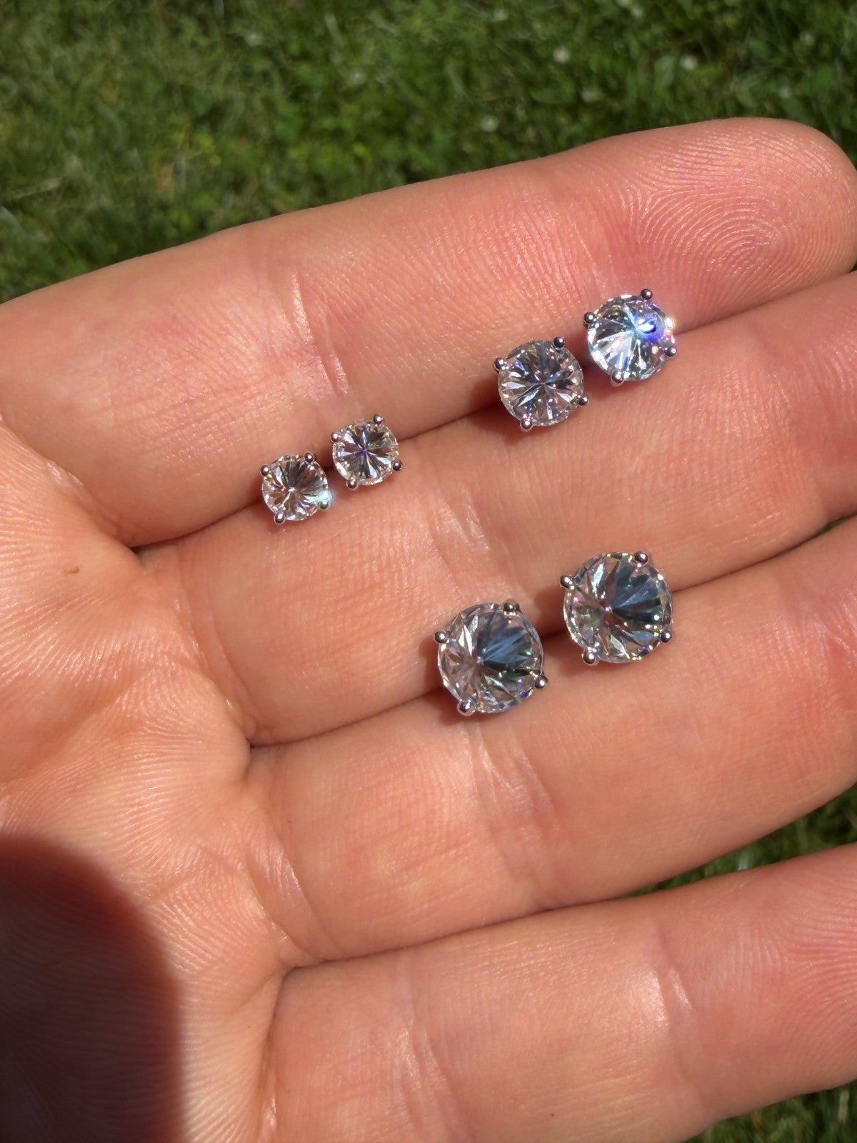 MOISSANITE Upside Down Reverse Set Pushback Stud Earrings - 925 Silver - 5mm-8mm - 1-4ct