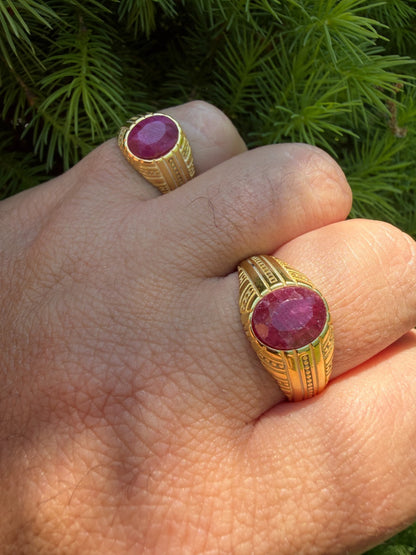 Royal Dynasty Ring - 14k Gold Vermeil 925 Silver - Genuine Red Ruby Stone