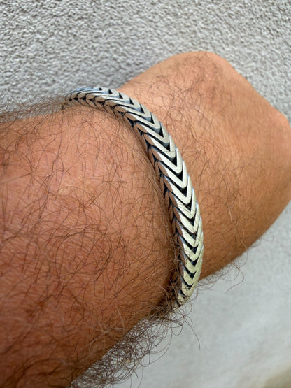 Custom 3 Link Miami Cuban Python Bracelet - Oxidized 925 Sterling Silver - 8.5" - 12mm