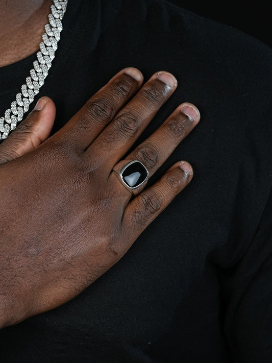 Midnight Don Ring - 925 Silver - Genuine Black Onyx Stone