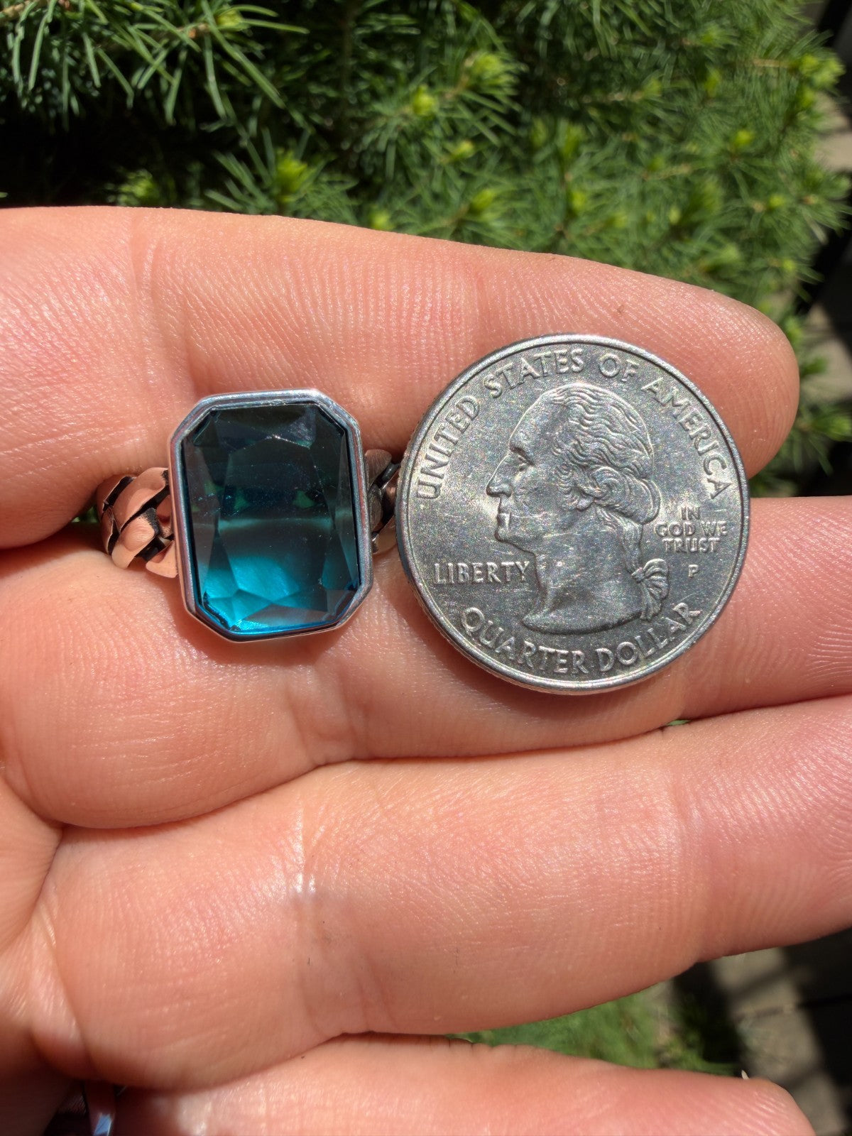 Havana Cuban Ring - 925 Silver - Lab Aquamarine Stone